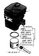 Cylinder Piston Diagram and Parts List for 245RX 1994-04 Husqvarna Brush Cutter