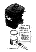 Cylinder Piston Diagram and Parts List for 245R 1994-04 Husqvarna Brush Cutter