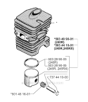 Cylinder Piston Diagram and Parts List for 245R 1998-10 Husqvarna Brush Cutter