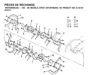 Tine Assembly Diagram and Parts List for CRT81 (HFCRT8E)(2001-01) Husqvarna Cultivator