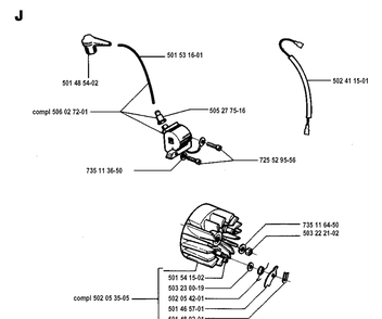 Ignition System Diagram and Parts List for 250PS 19940600001-19960500000 Husqvarna Pole Saw