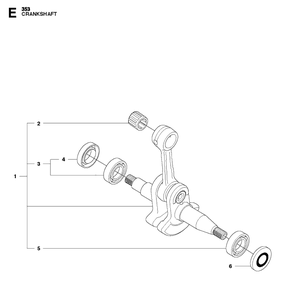 Crankshaft Diagram and Parts List for 353  Husqvarna Chainsaw