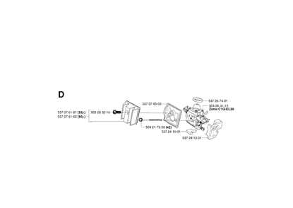 Carburetor And Air Filter Diagram and Parts List for 336 20040100001-20051000000 Husqvarna Chainsaw