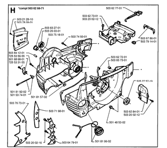 Crankcase Diagram and Parts List for 371XP 19954900001-19960900000 Husqvarna Chainsaw