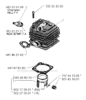 Cylinder Piston Diagram and Parts List for 250R 1995-10 Husqvarna Brush Cutter