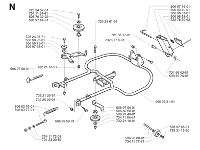 Frame Diagram and Parts List for R11BIO 2002-02 Husqvarna Lawn Tractor