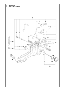 Fuel Tank And Handle Diagram and Parts List for 390XP-XPG-XPW (EPA)(20101800001 - 20111800000) Husqvarna Chainsaw