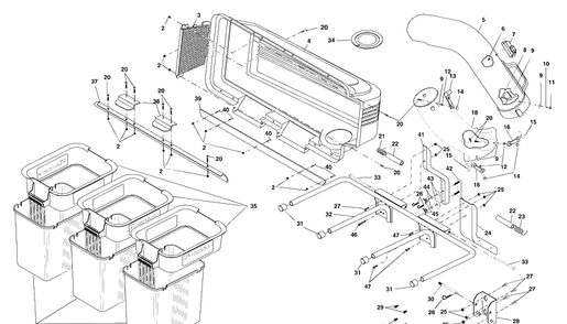 Grass Catcher Diagram and Parts List for CL46B (954040606)(2001-11) Husqvarna Lawn Tractor Accessories