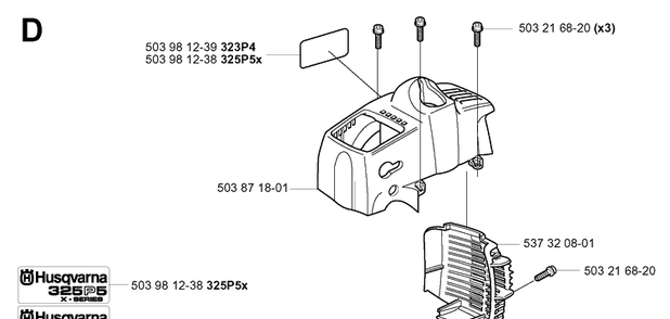 Cover Diagram and Parts List for 325P 20042300001-20062999999 Husqvarna Pole Saw