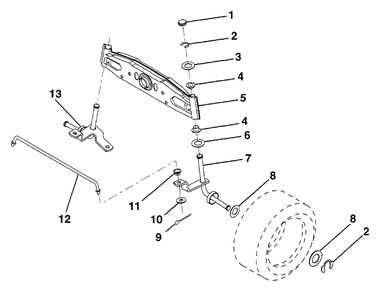 Front Axle Diagram and Parts List for LR12 (954000752-A)(1994-05) Husqvarna Lawn Tractor