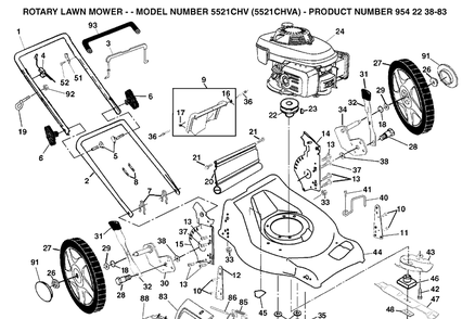 Repair Parts Diagram and Parts List for 5521CHV (954223883)(2004-07) Husqvarna Lawn Mower