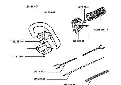 Grip Assembly Diagram and Parts List for 125L 1993-04 Husqvarna Trimmer