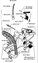 Page K Diagram and Parts List for 257 1994-06 Husqvarna Chainsaw