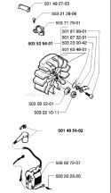 Page F Diagram and Parts List for 257 1996-01 Husqvarna Chainsaw