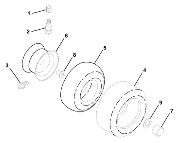 Wheels And Tires Diagram and Parts List for LT125 (954170001-B)(1996-10) Husqvarna Lawn Tractor