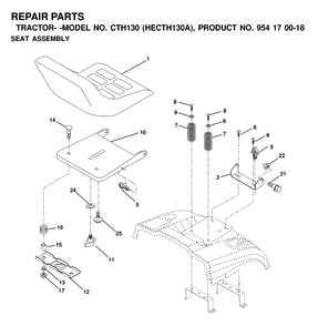 Seat Diagram and Parts List for CTH130 (954170018-A)(2000-03) Husqvarna Lawn Tractor