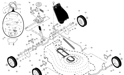 Drive Diagram and Parts List for 7021R (96143006300)(2009-12) Husqvarna Lawn Mower