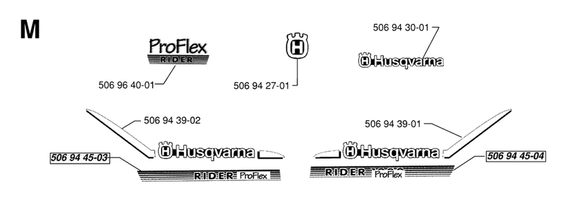 Decals Diagram and Parts List for PF1200 1998-03 Husqvarna Lawn Tractor