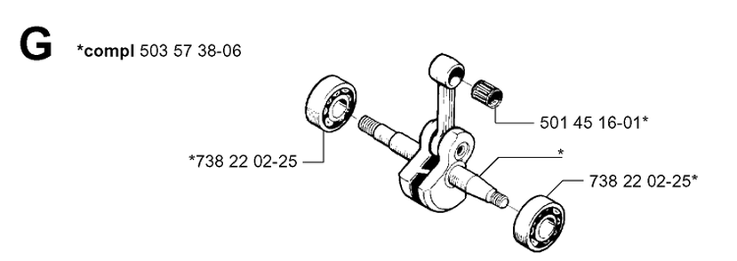 Crankshaft Diagram and Parts List for 55 (RANCHER)(20001900001-20051400000) Husqvarna Chainsaw