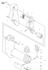 Tower 2 Diagram and Parts List for 355FXT 20073100001-20082700000 Husqvarna Brush Cutter