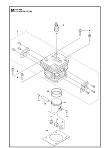 Cylinder Piston Diagram and Parts List for 543RBX 20154400001-Current Husqvarna Brush Cutter