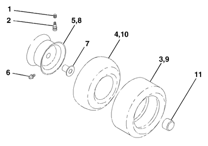 Wheels And Tires Diagram and Parts List for LTH2042 (954571953-A)(2003-12) Husqvarna Lawn Tractor