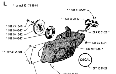 Starter Diagram and Parts List for 35 19902200001-Current Husqvarna Chainsaw