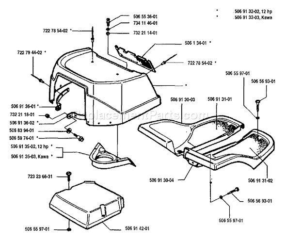 Page G Diagram and Parts List for RIDER97012S 1993-05 Husqvarna Lawn Tractor