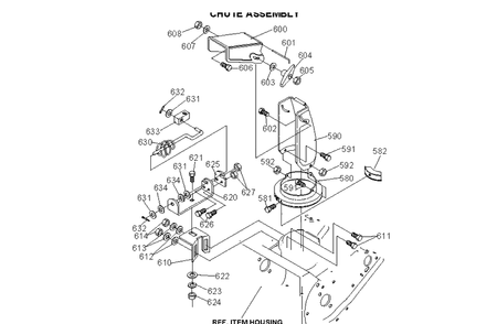 Control Panel And Discharge Chute Diagram and Parts List for ST521E 1997-01 Husqvarna Snow Blower