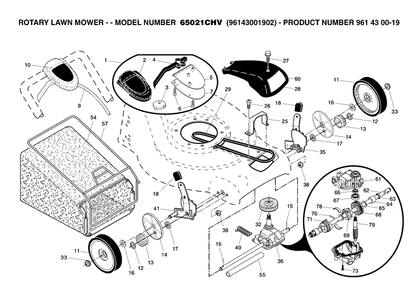 Repair Parts Diagram and Parts List for 65021CHV (96143001902)(2007-07) Husqvarna Lawn Mower