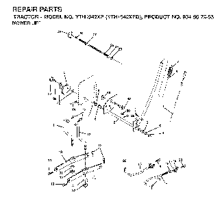 Mower Lift / Deck Lift Diagram and Parts List for YTH1542XPD (954567253)(2001-12) Husqvarna Lawn Tractor