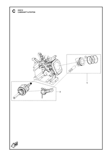 Crankshaft And Piston Diagram and Parts List for 596210001 2020-05 Husqvarna Engine