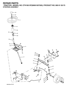 Steering Diagram and Parts List for CTH180XP (96061007500)(2006-03) Husqvarna Lawn Tractor