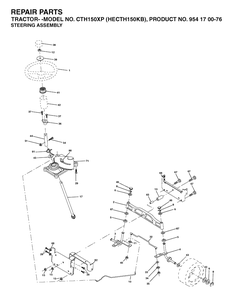 Steering Diagram and Parts List for CTH150XP (HECTH150KB)(2003-01) Husqvarna Lawn Tractor