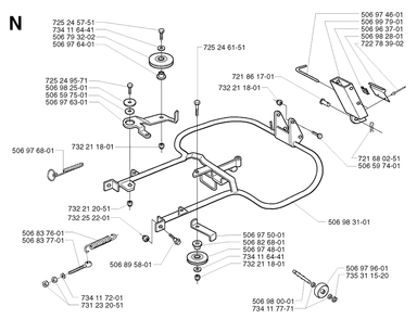 Frame Diagram and Parts List for R13BIO 2002-02 Husqvarna Lawn Tractor