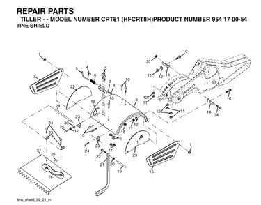 Part Location Diagram of 532161416 Husqvarna Tine shield