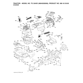 Chassis Diagram and Parts List for 96043030500  Husqvarna Lawn Tractor