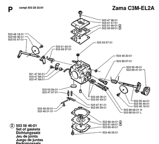 Carburetor Details Diagram and Parts List for 365 19974900001-19991400000 Husqvarna Chainsaw