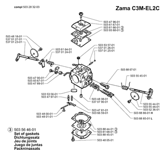 Carburetor Parts (Non Epa) Diagram and Parts List for 365EPA 2002-01 Husqvarna Chainsaw