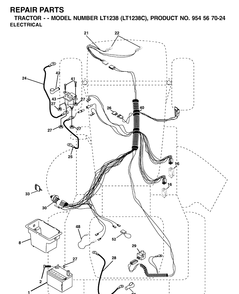 Electrical Diagram and Parts List for LT1238-LT1238C 2001-10 Husqvarna Lawn Tractor