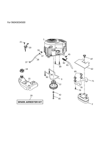Engine Diagram and Parts List for TS142 2020 Husqvarna Lawn Tractor