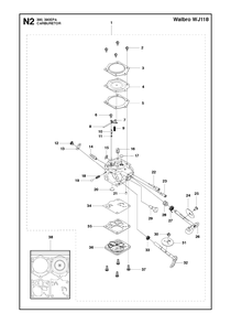 Carburetor 2 Diagram and Parts List for 390XP-XPG-XPW (EPA)(20101800001 - 20111800000) Husqvarna Chainsaw