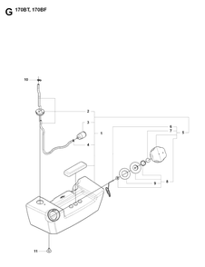 Fuel Tank Diagram and Parts List for 170BT 20084000001-Current Husqvarna Leaf Blower / Vacuum