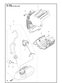 Fuel Tank Diagram and Parts List for 525BX  Husqvarna Leaf Blower / Vacuum