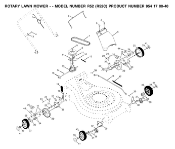 Wheels And Tires Diagram and Parts List for ROYAL52 (954170040-C)(2002-06) Husqvarna Lawn Mower