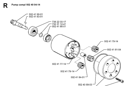 Hydraulic Pump - Motor 2 Diagram and Parts List for 250PS 19960500001-19984000000 Husqvarna Pole Saw