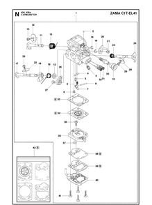 Carburetor Diagram and Parts List for 435-435E 2011-05 Husqvarna Chainsaw