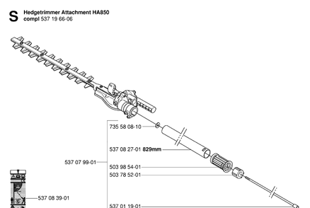 Attachments Diagram and Parts List for 323HE3 20053600001-20054000000 Husqvarna Hedge Trimmer