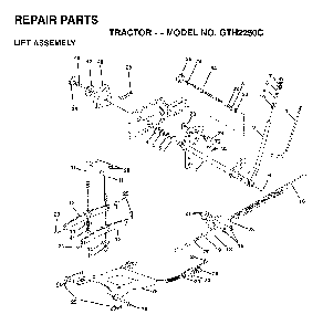 Mower Lift / Deck Lift Diagram and Parts List for GTH2250C (954567093)(2001-05) Husqvarna Lawn Tractor