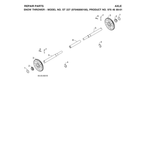 Axle Diagram and Parts List for ST227-970528702  Husqvarna Snow Blower